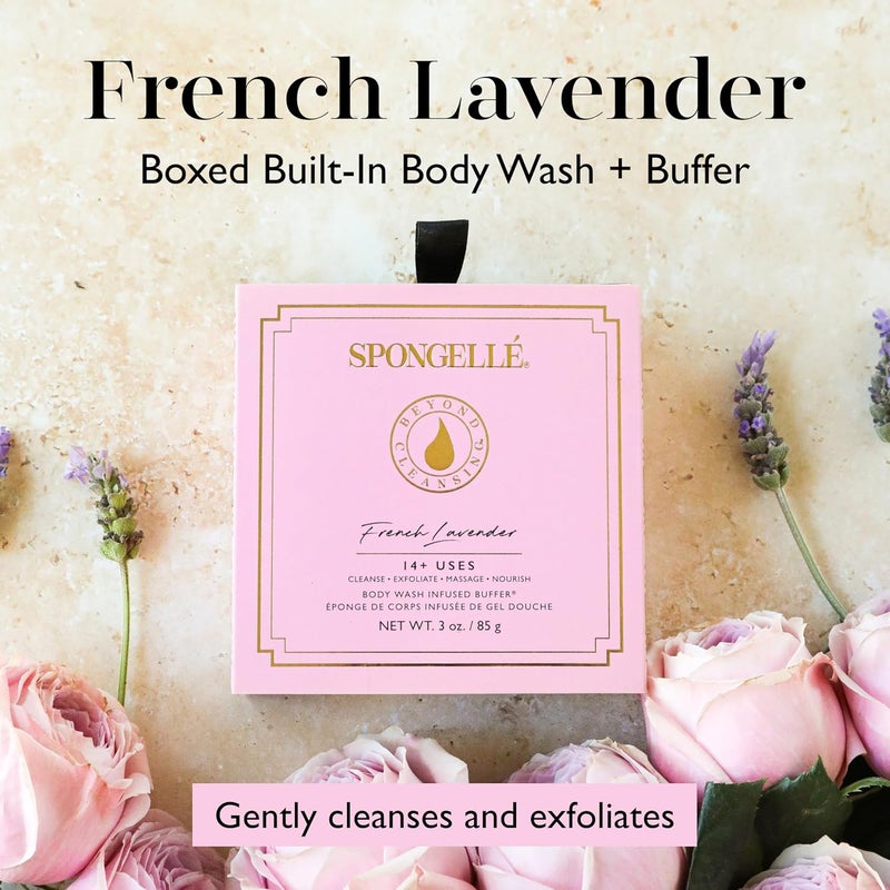 SPONGELLÉ Spongelle French Lavender Wild Flower Buffer Body Scrubber with Box | Bath & Shower Loofah for Women | Exfoliator with Body Wash Infused | 14+ uses - Image 2